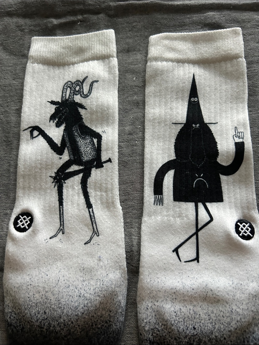 Stance Black & White Graphic Crew Socks with Character Art